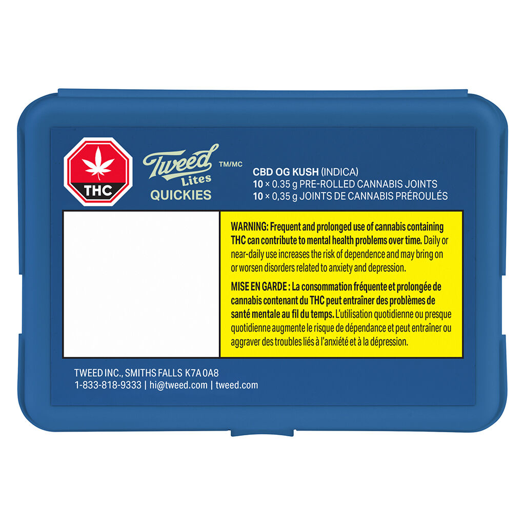 Lites Quickies CBD OG Kush Pre-Rolled Cannabis Joints - 