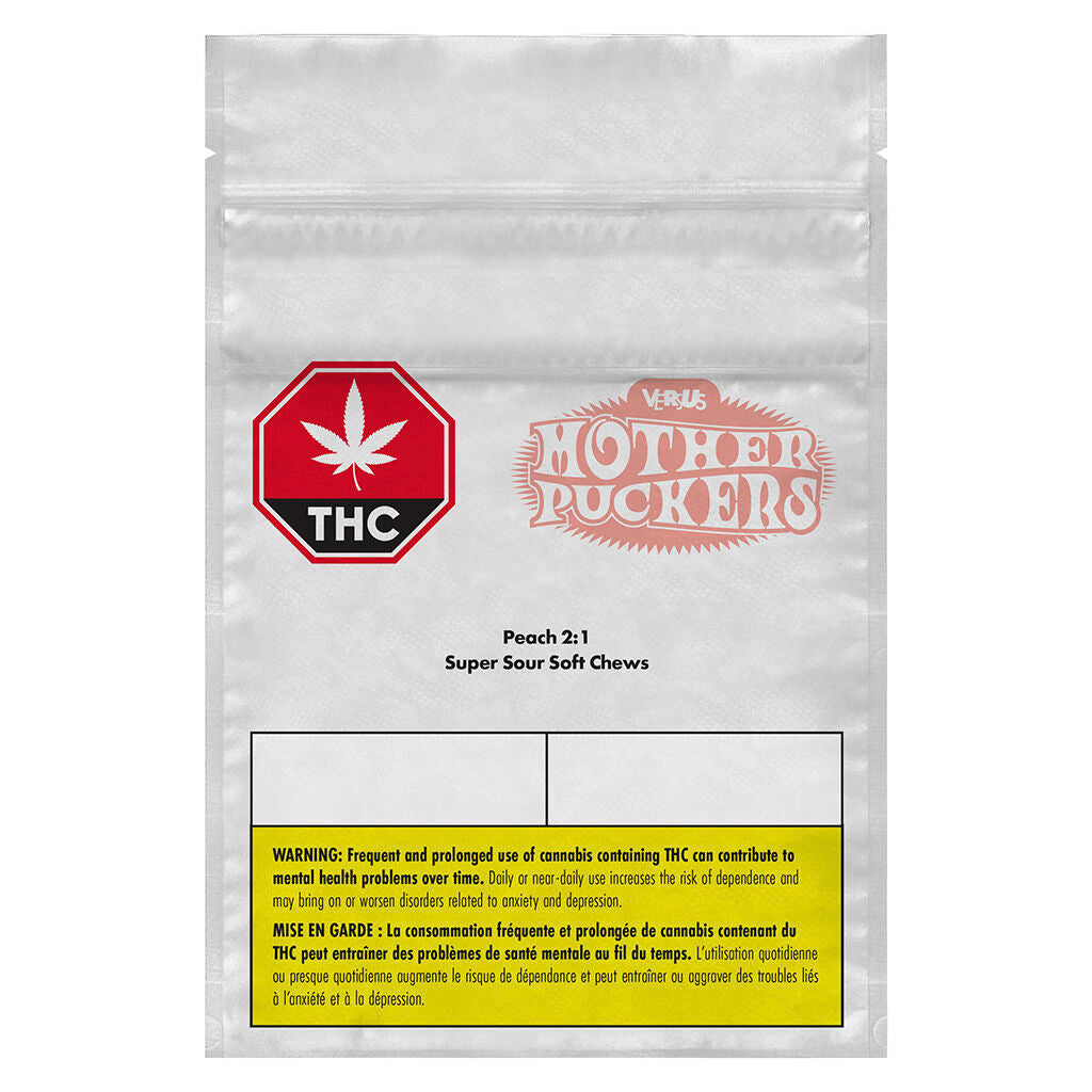 Mother Puckers Peach 2:1 Super Sour Soft Chews - 