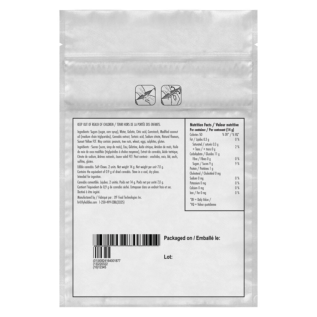 Mother Puckers Peach 2:1 Super Sour Soft Chews - 