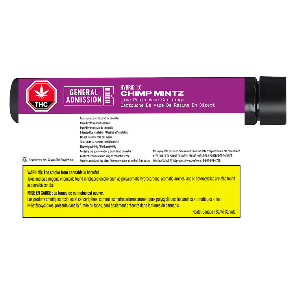 Chimp Mintz Live Resin 510 Thread Cartridge - 